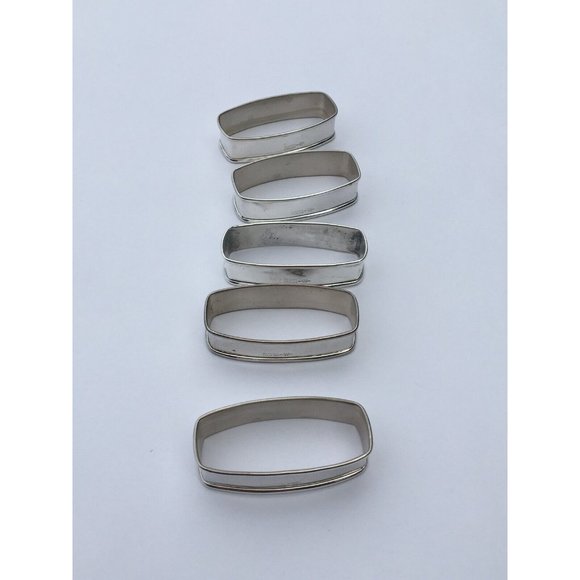 Lot of 5 Vintage Webster Sterling Silver Rectangular Napkin Ring - No Monogram - Picture 2 of 4